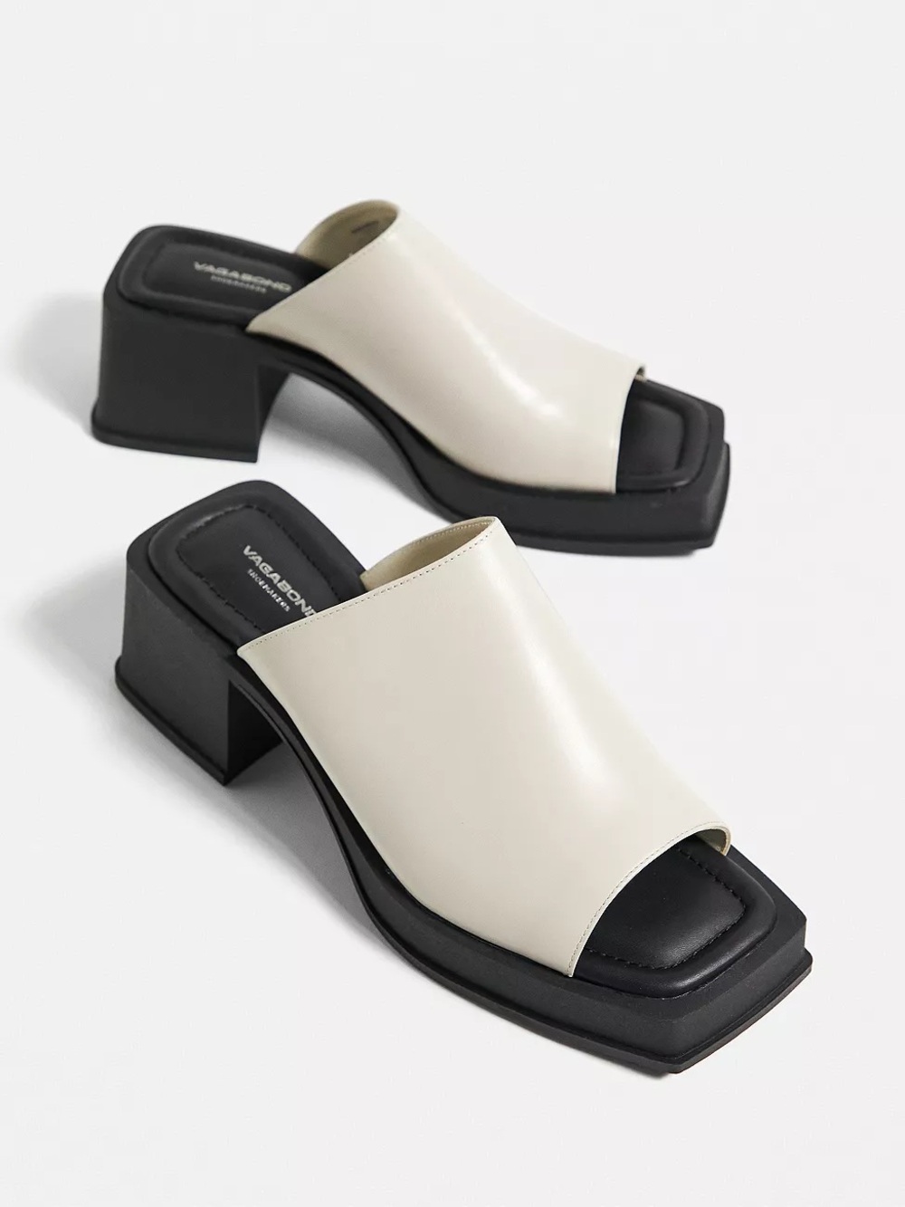 Vagabond White Hennie Heeled Slider Sandal